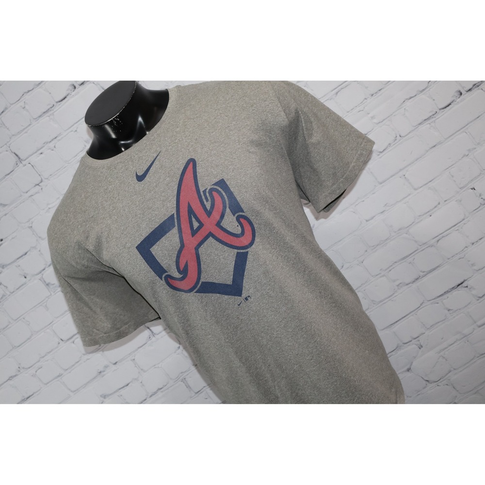 Nike Atlanta Braves Baseball MLB Mens XXL Gray Dri-Fit Shirt Gym Workout **